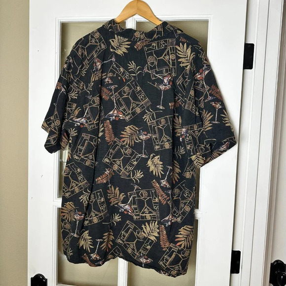 *VINTAGE* Chereskin Hawaiian Martini Cocktail Aloha Tropical Shirt XL 100% Silk - Picture 5 of 7
